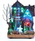 Halloween Village for Home Decor, 10Inch Lighted Cute Halloween House Resin Statue with Music and Colorful Light, Haunted House Gift for Table Yard Outdoor Indoor Party Decoration